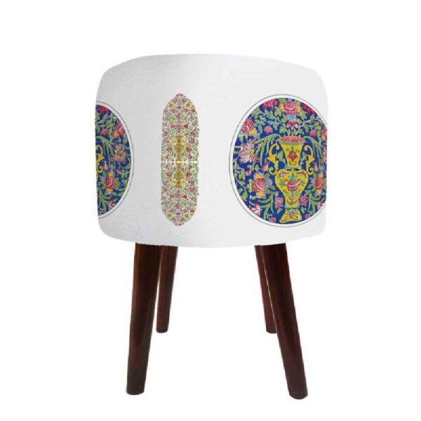 Price and Buy Round Velvet Footstool with Wooden Legs Inspired by Persian Art White Abra_68fcf54c503cd.jpeg Price and Buy Round Velvet Footstool with Wooden Legs Inspired by Persian Art White Abra