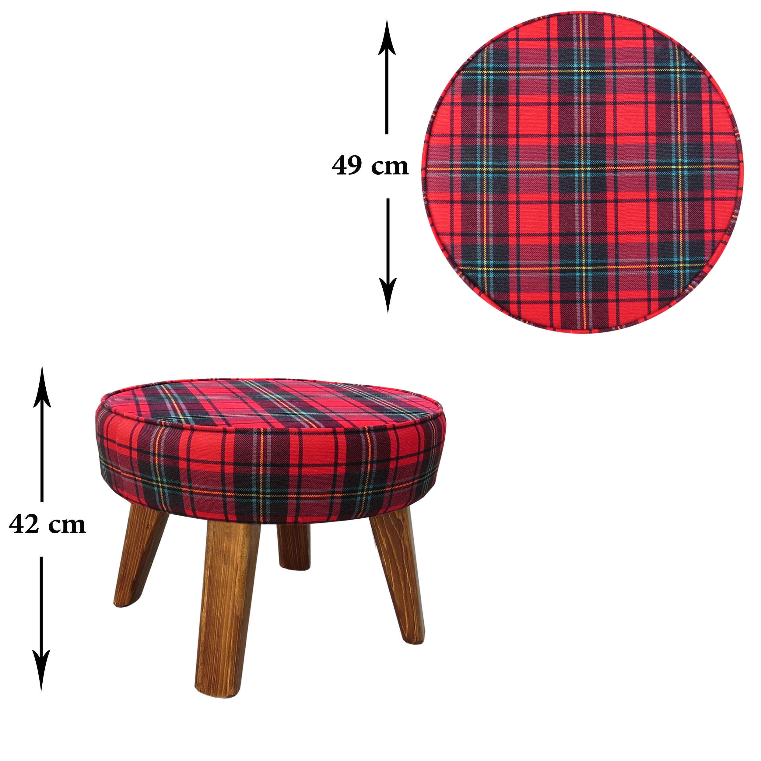 Price and Buy Round Velvet Footstool With Wooden Legs Model Burberry - Image 5