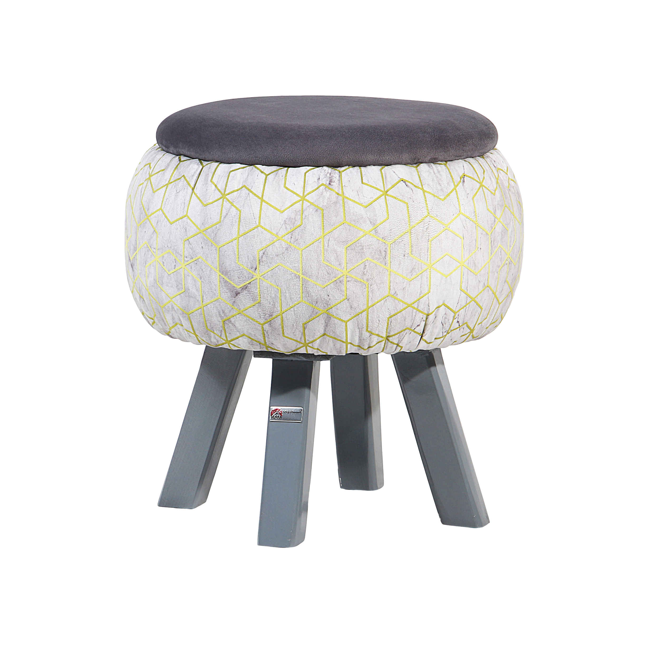 Price and Buy Round Velvet Footstool With Wooden Legs Model Lux