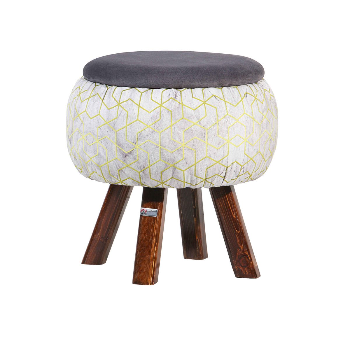 Price and Buy Round Velvet Footstool With Wooden Legs Model Lux - Image 5