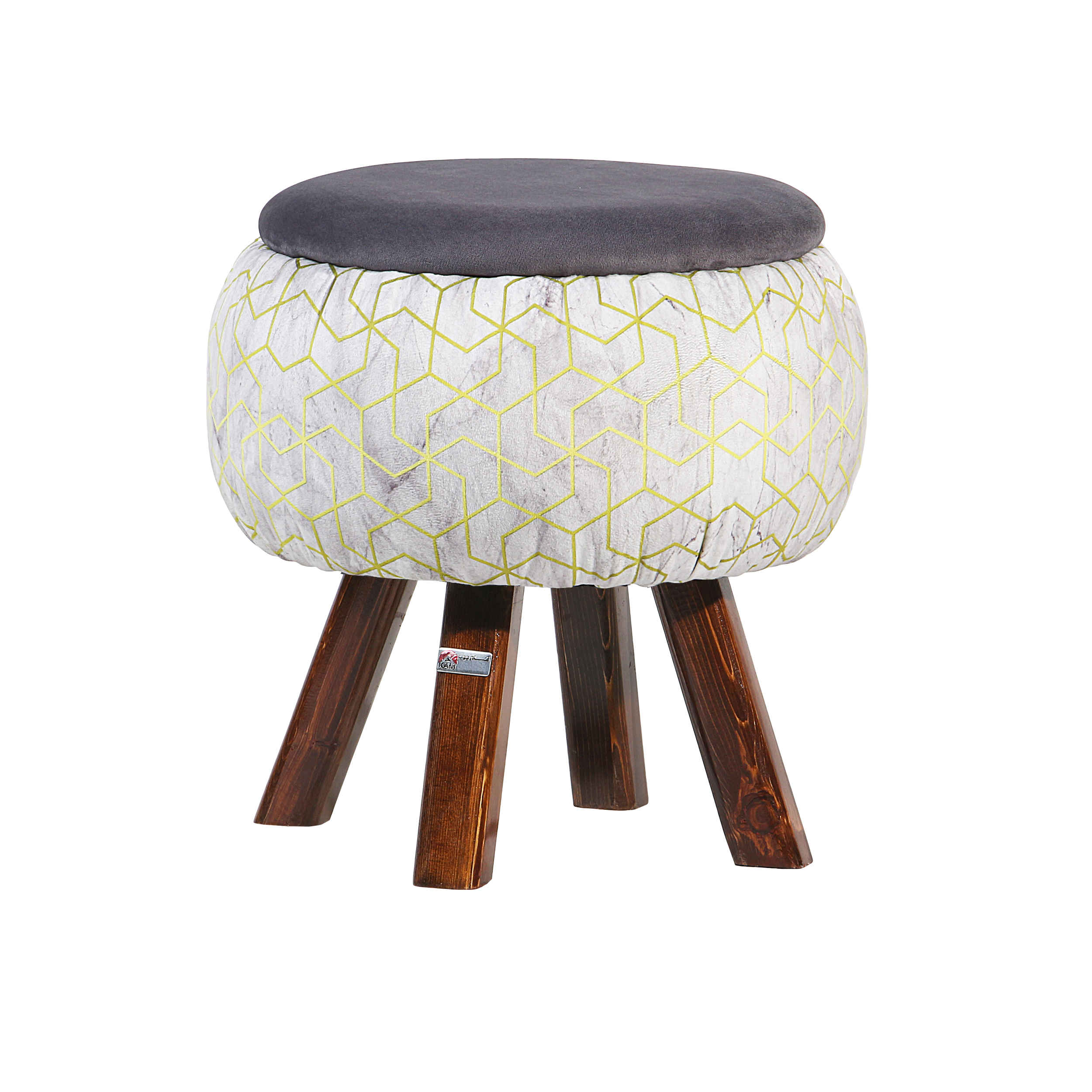 Price and Buy Round Velvet Footstool With Wooden Legs Model Lux - Image 5