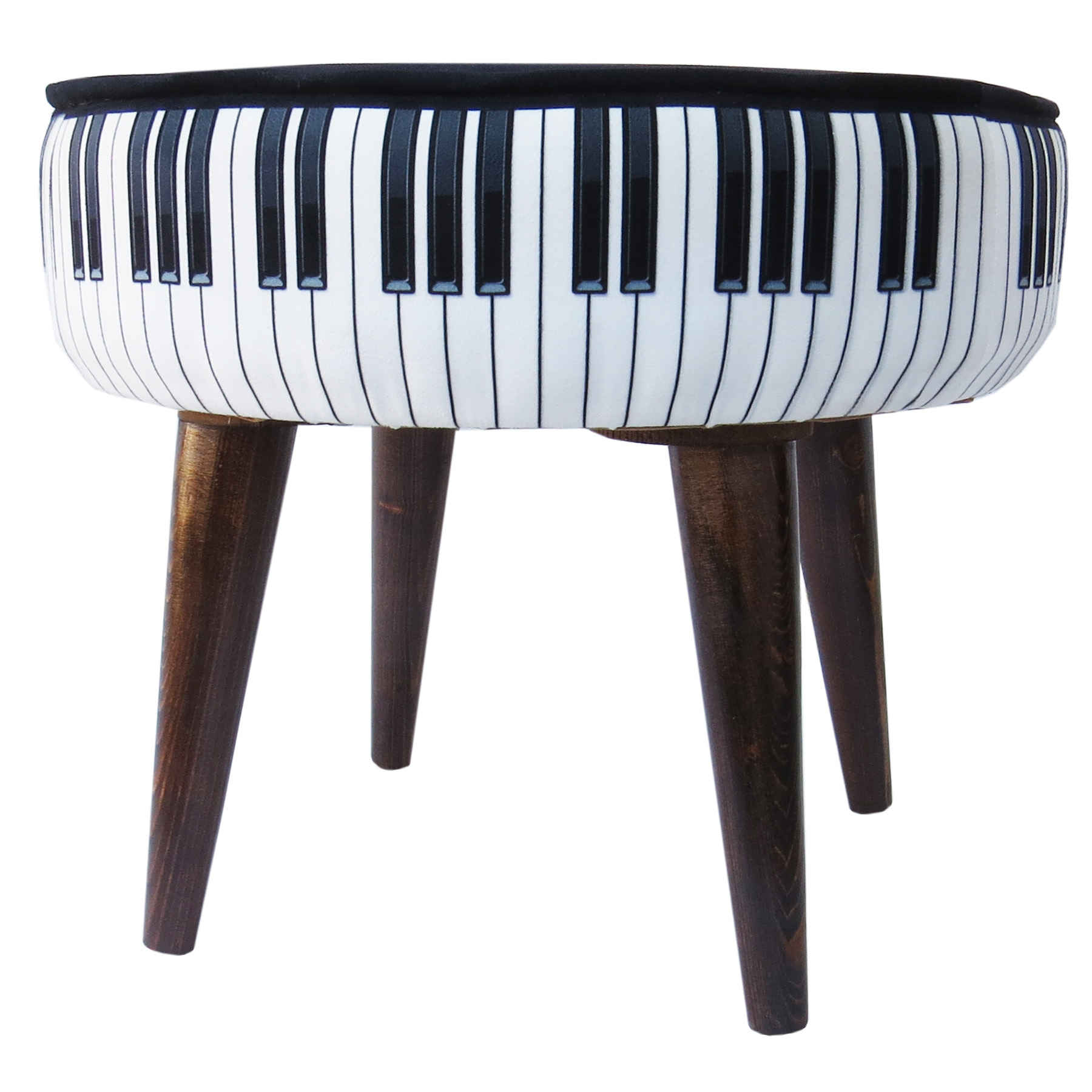 Price and Buy Round Velvet Footstool With Wooden Legs Model Piano - Image 3