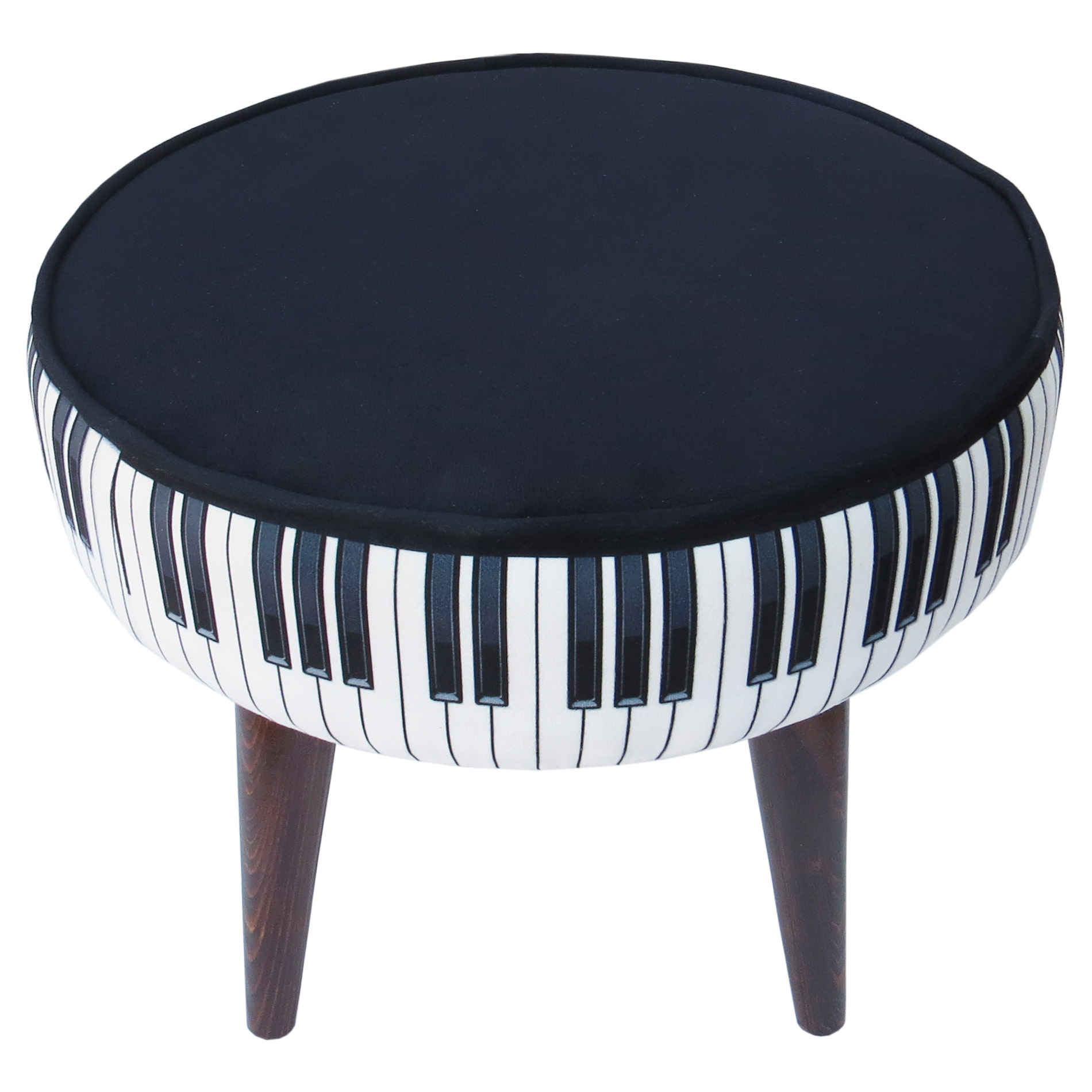 Price and Buy Round Velvet Footstool With Wooden Legs Model Piano - Image 5