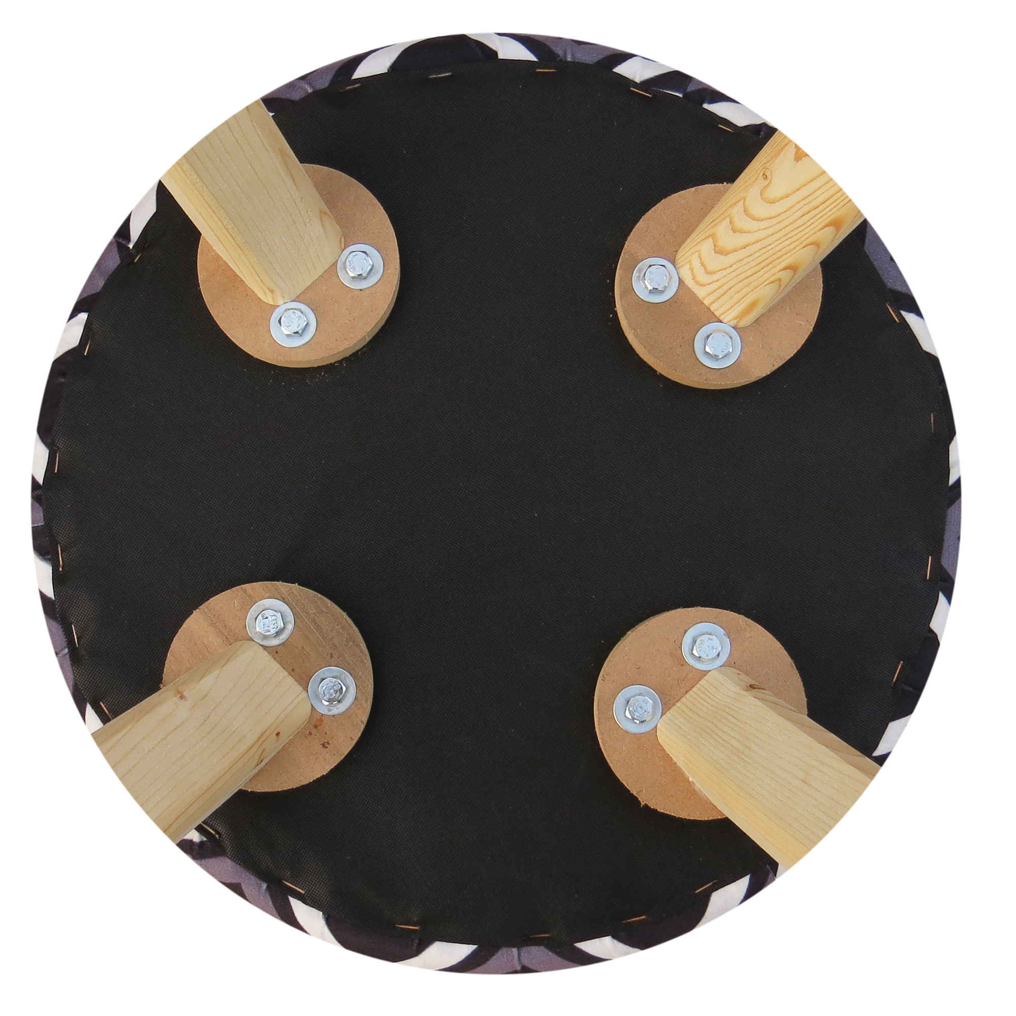 Price and Buy Round Velvet Footstool With Wooden Legs Model Zigzag - Image 7