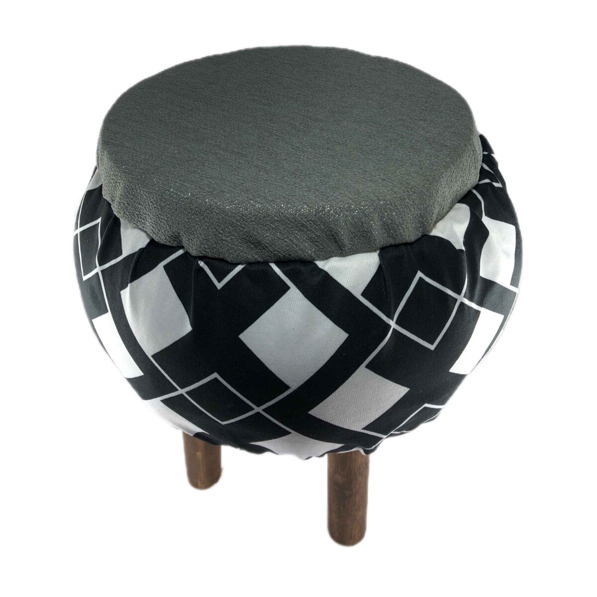 Price and Buy Round Velvet Footstool with Wooden Legs - Image 5