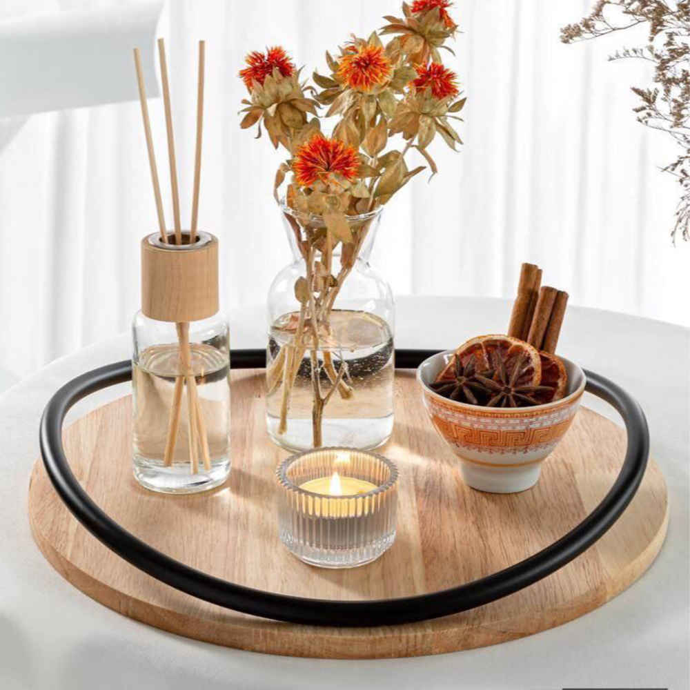 Price and Buy Round Wooden Serving Tray – Great for Tea or Snack Presentation - Image 3