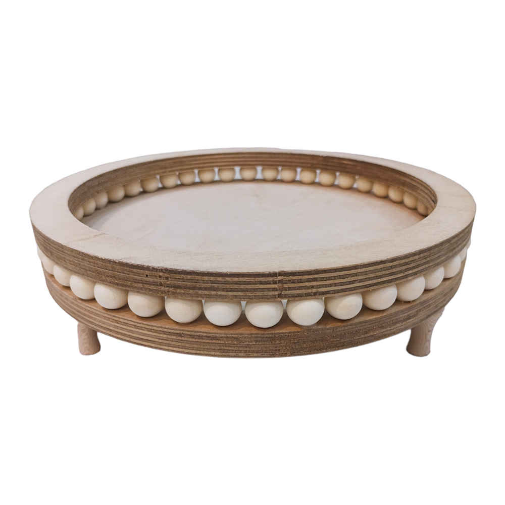 Price and Buy Round Wooden Serving Tray with Base – Ideal for Hosting & Serving