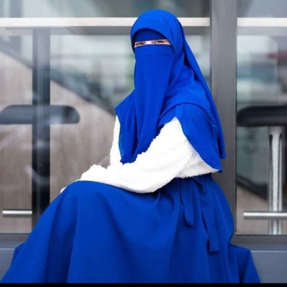 Price and Buy Royal Blue Islamic Square Scarf & Half Niqab Set for Women - Image 3