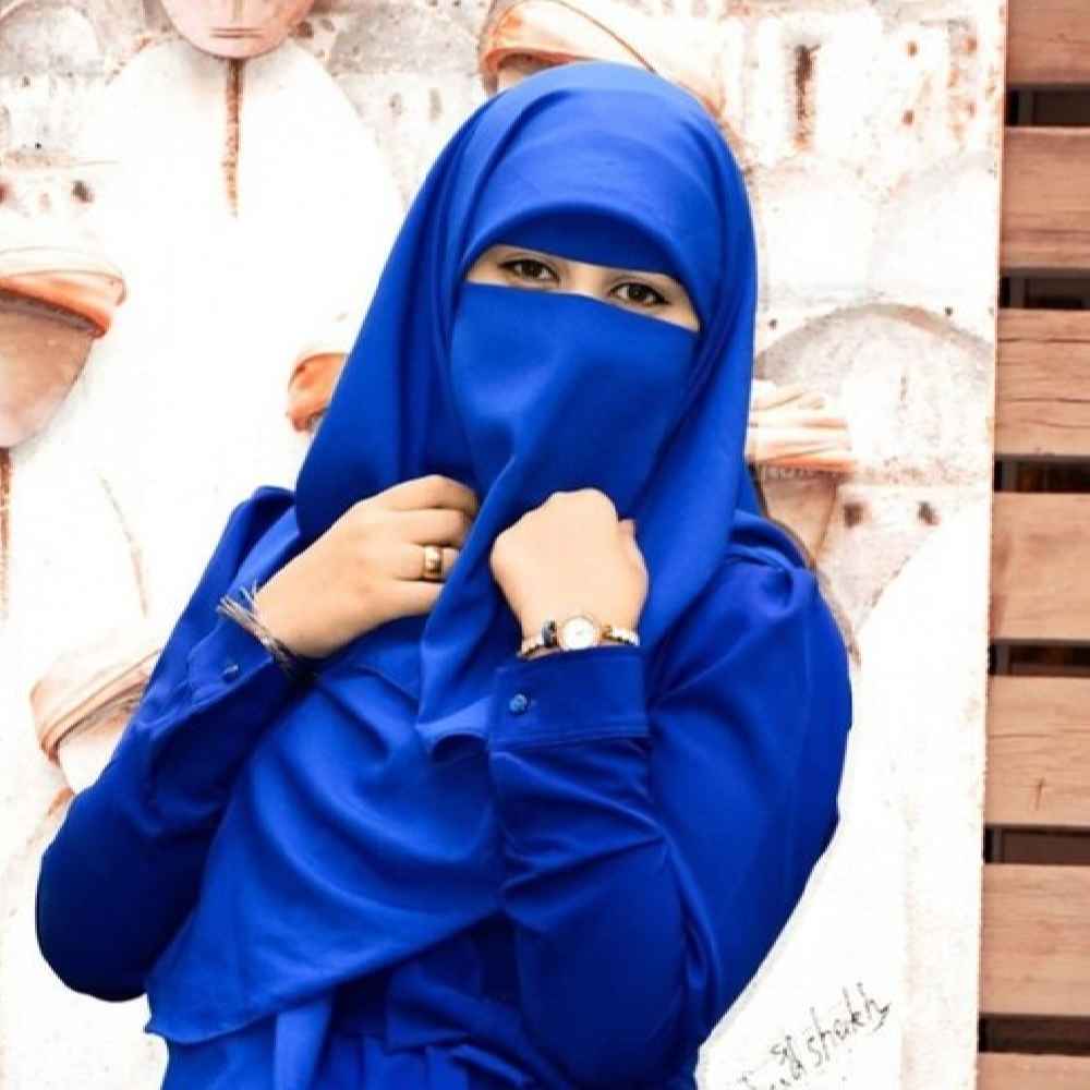 Price and Buy Royal Blue Islamic Square Scarf & Half Niqab Set for Women - Image 4