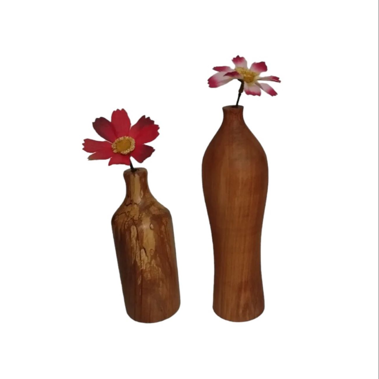 Price and Buy Rustic Decorative Single Stem Vase Made from Natural Solid Wood – Set of 2 - Image 3