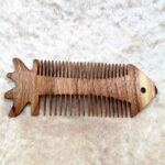 Price and Buy Rustic Hand-Carved Wooden Comb with Intricate Fish Design