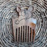 Price and Buy Rustic Hand-Carved Wooden Comb with Mouse Design