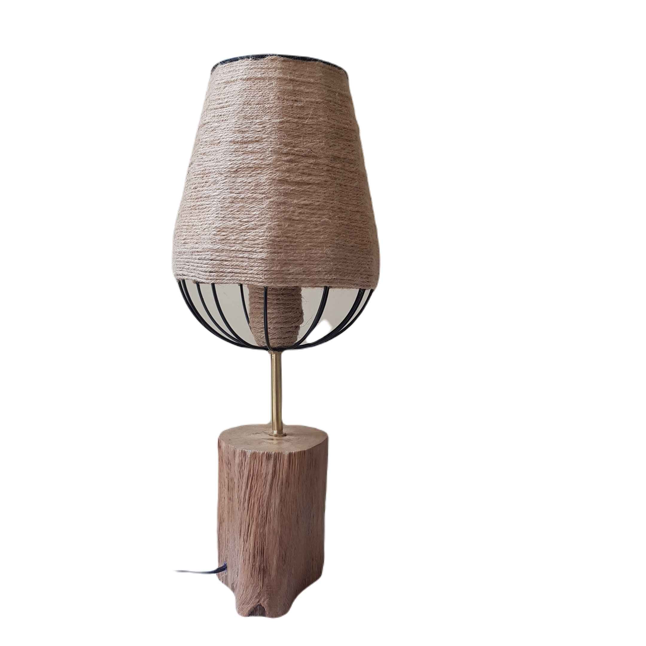 Price and Buy Rustic Wooden Log Table Lamp with Hemp Shade Nature-Inspired Lighting - Image 3