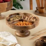 Price and Buy Rustic Wooden Pedestal Serving Bowl with Dividers - Image 3