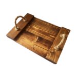 Price and Buy Rustic Wooden Tray with Jute Handles – Suitable for Coffee Tables