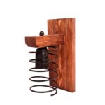Price and Buy Rustic Wooden Wall Sconce with Industrial Metal Coil Design