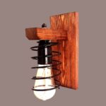 Price and Buy Rustic Wooden Wall Sconce with Industrial Metal Coil Design - Image 3