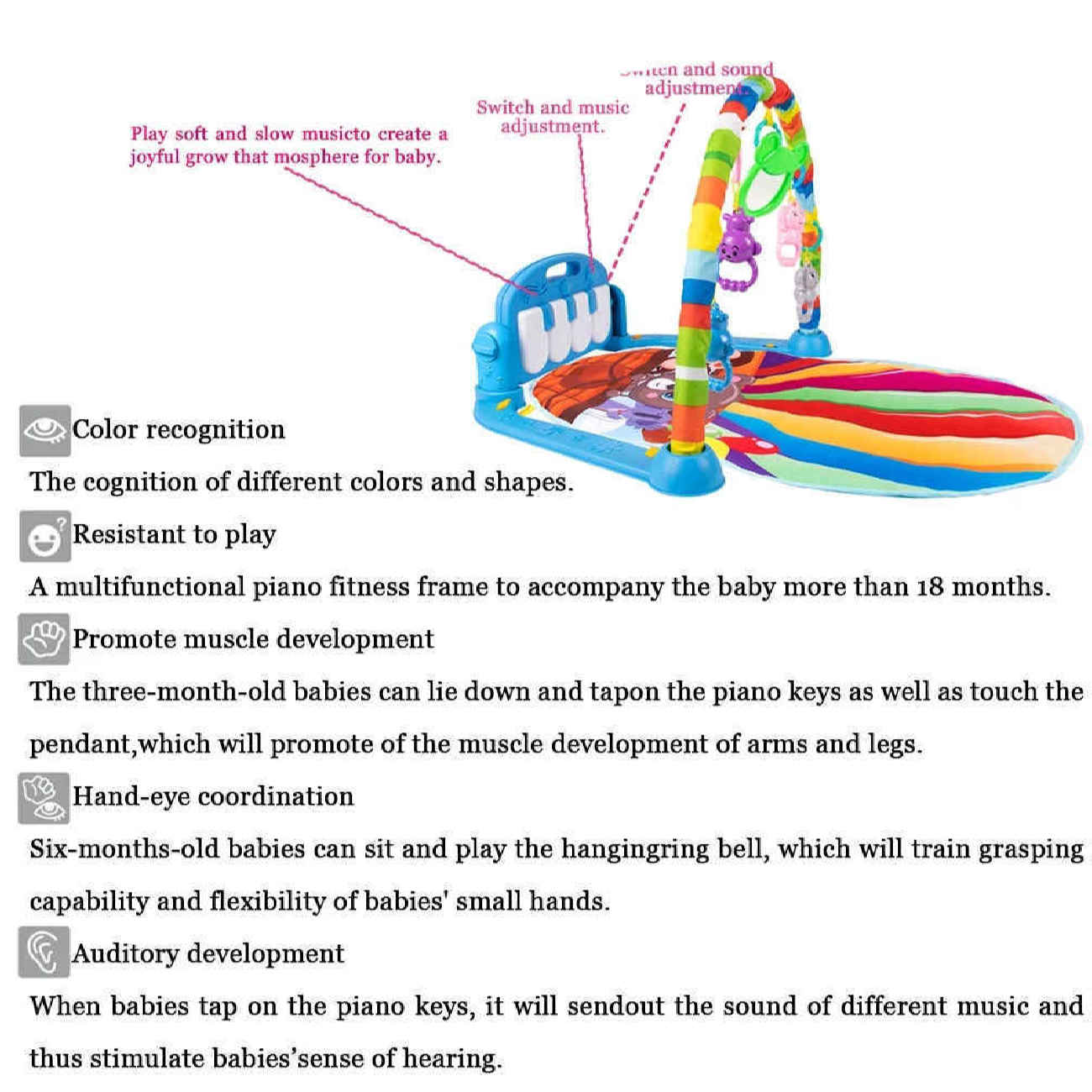 Price and Buy Safe and Soft Animal Print Baby Mat with Piano and Rattles_6903a391a68cc.jpeg Price and Buy Safe and Soft Animal Print Baby Mat with Piano and Rattles - Image 9