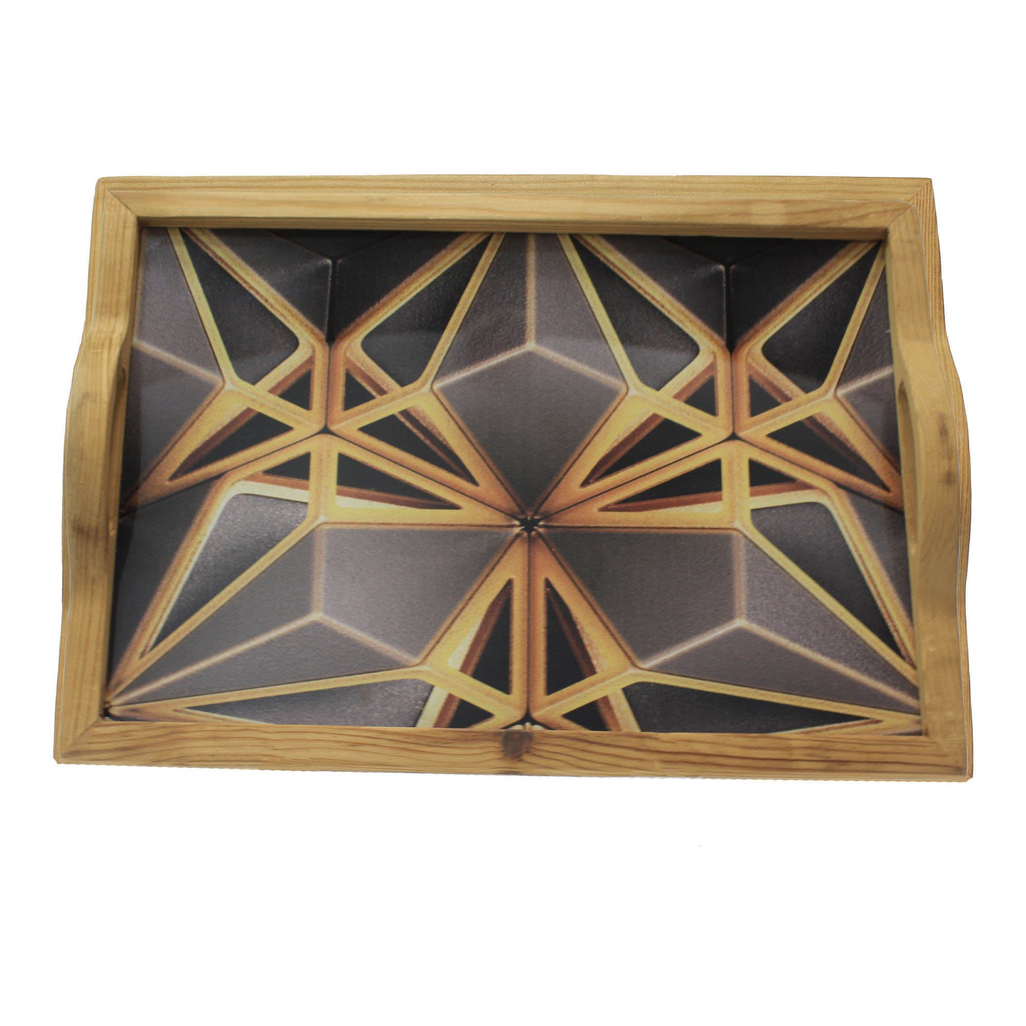 Price and Buy Serving Tray with Geometric Wooden Design – Functional & Artistic