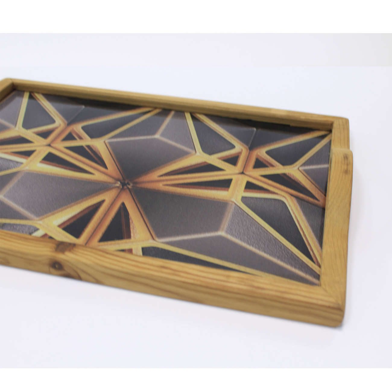 Price and Buy Serving Tray with Geometric Wooden Design – Functional & Artistic - Image 3