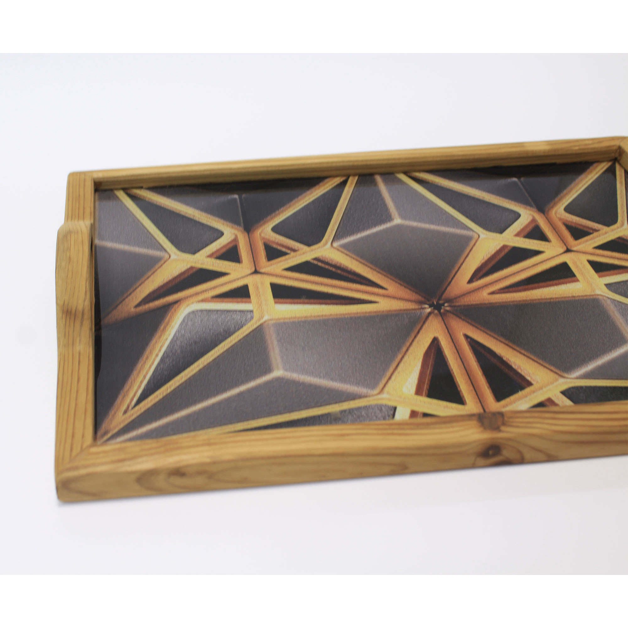 Price and Buy Serving Tray with Geometric Wooden Design – Functional & Artistic - Image 5