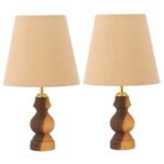 Price and Buy Set of 2 Accent Wooden Table Lamp Handcrafted Hoor