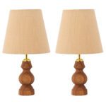 Price and Buy Set of 2 Accent Wooden Table Lamp Handcrafted Hoor - Image 3