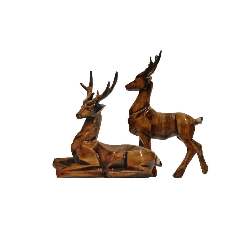 Price and Buy Set of 2 Brown Decorative Deer Figurines – Forest Animal Decor