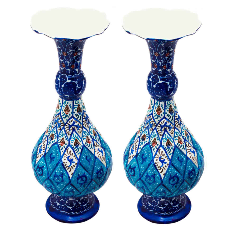 Price and Buy Set of 2 Decorative Copper Vase Hand-Painted with Persian Minakari Enamel Erika