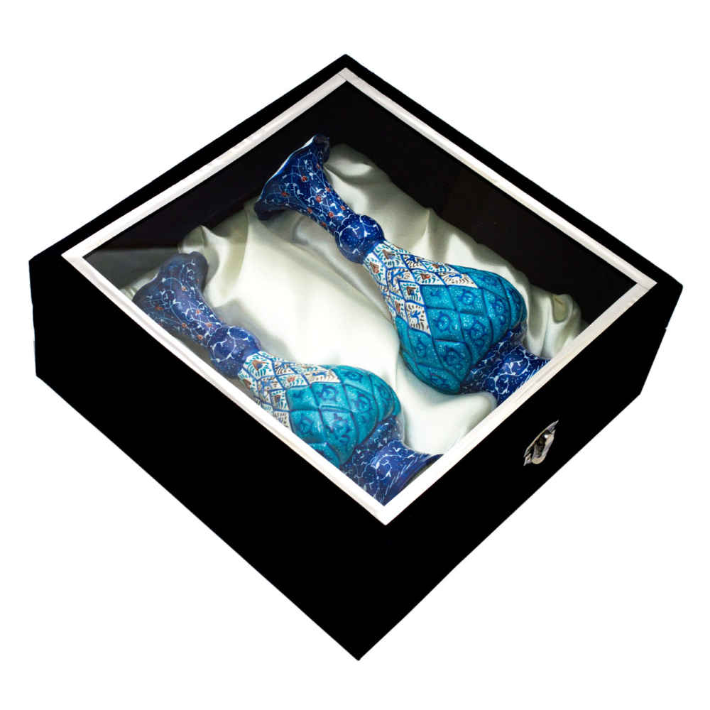 Price and Buy Set of 2 Decorative Copper Vase Hand-Painted with Persian Minakari Enamel Erika - Image 4