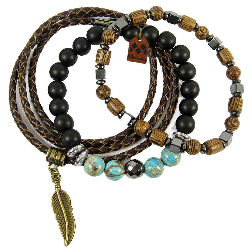 Price and Buy Set of 3 Beaded Bracelets for Men and Women – Nature Collection - Image 3