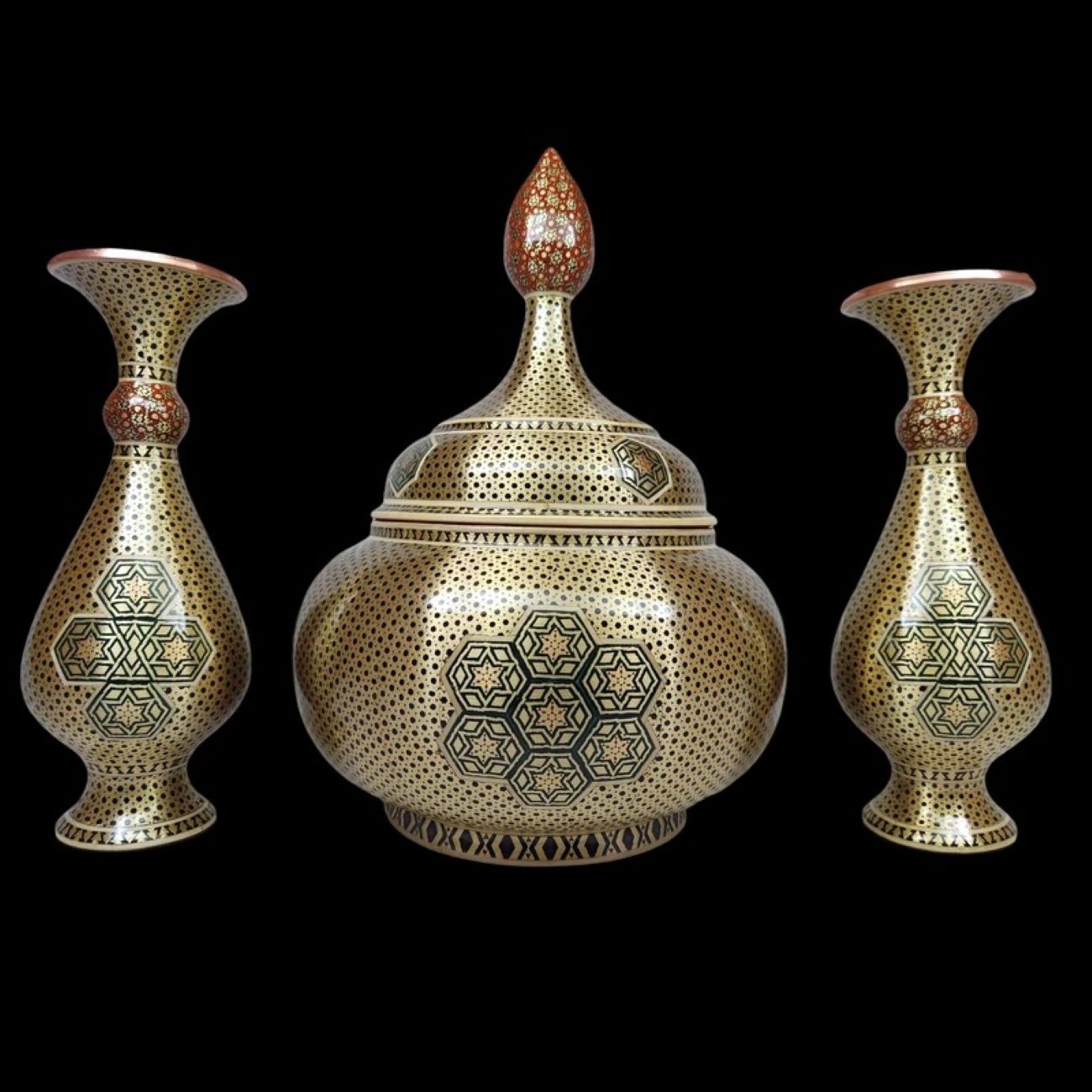 Price and Buy Set of 3 Candy Bowl with Vases Khatam Kari Style Elegant Design