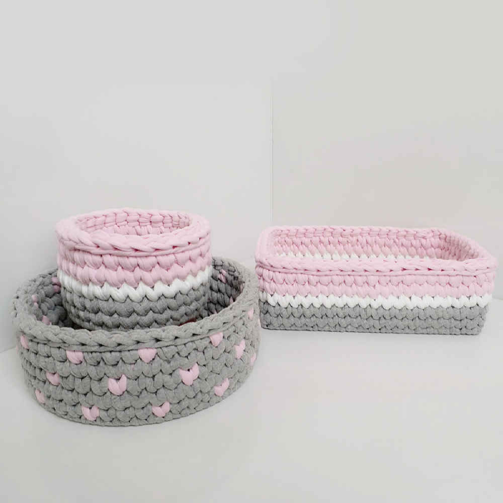Price and Buy Set of 3 Crochet Storage Baskets Yarn Model Baby - Image 3