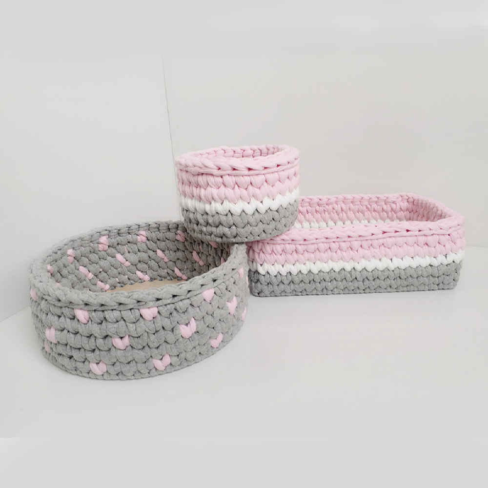 Price and Buy Set of 3 Crochet Storage Baskets Yarn Model Baby - Image 4