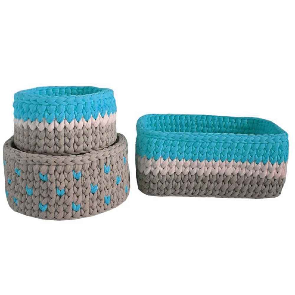 Price and Buy Set of 3 Crochet Storage Baskets Yarn Model Kids