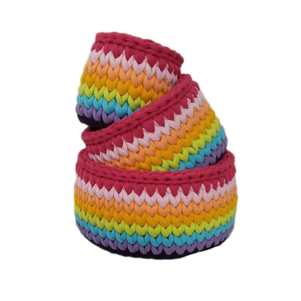 Price and Buy Set of 3 Crochet Storage Baskets Yarn Model Rainbow - Image 3