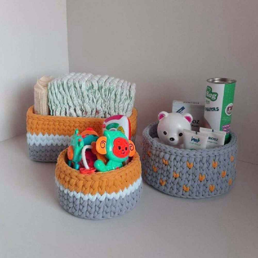 Price and Buy Set of 3 Crochet Storage Baskets Yarn  Model Roya - Image 3