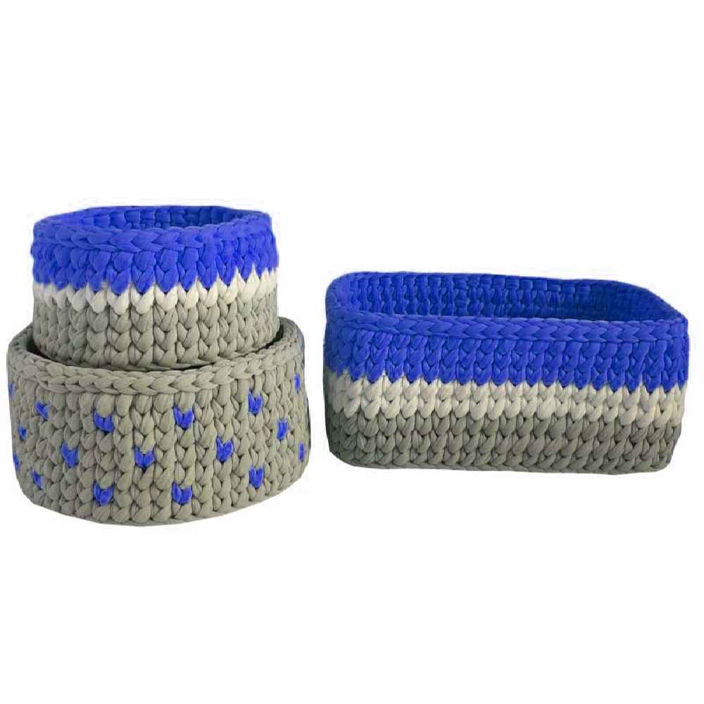 Price and Buy Set of 3 Crochet Storage Baskets Yarn Model Sina