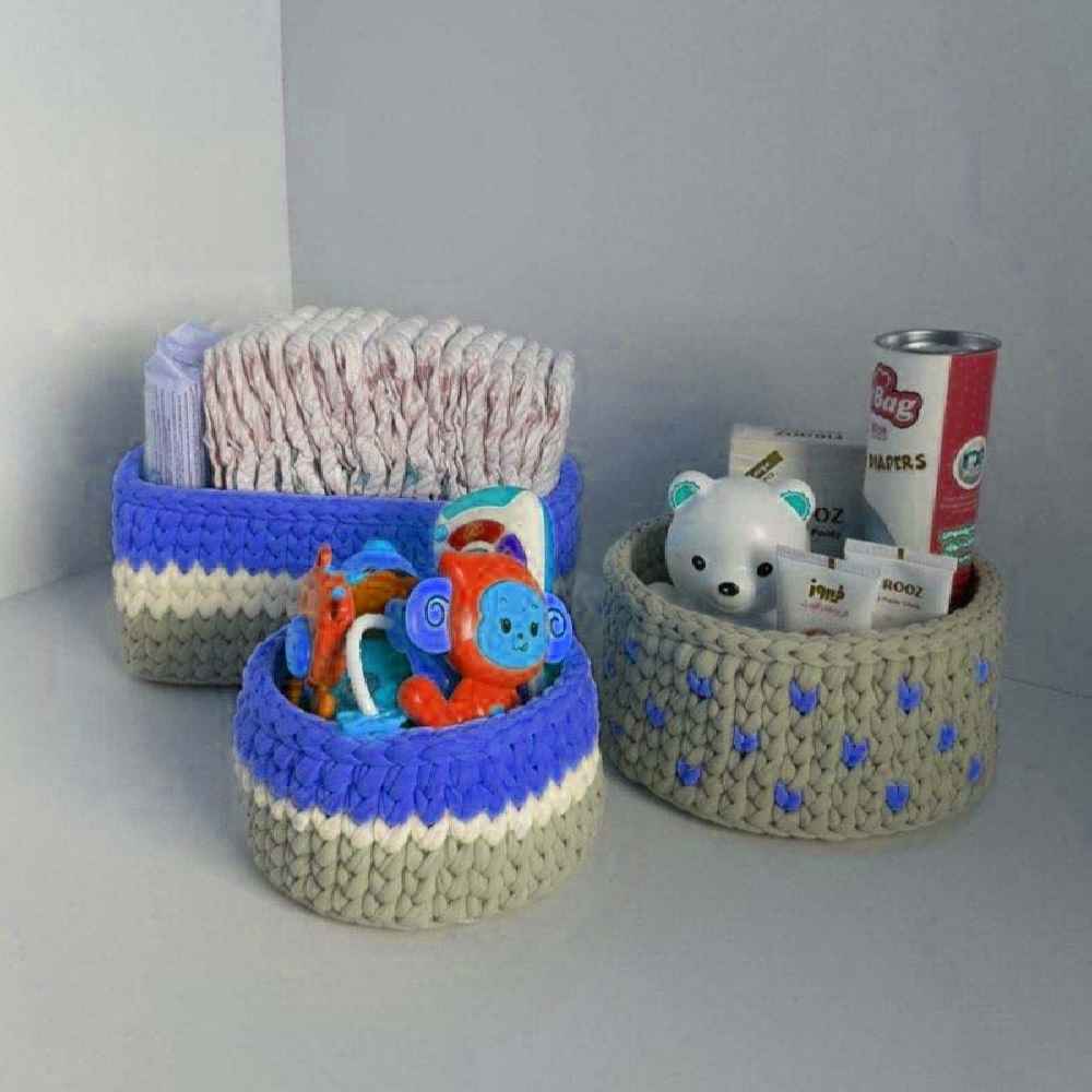 Price and Buy Set of 3 Crochet Storage Baskets Yarn Model Sina - Image 3