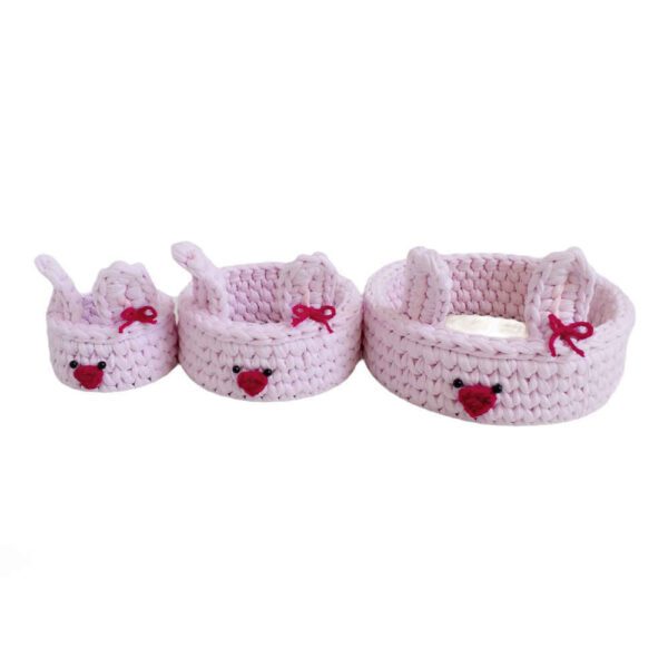 Price and Buy Set of 3 Crochet Storage Baskets Yarn Rabbit