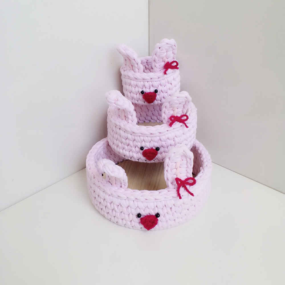 Price and Buy Set of 3 Crochet Storage Baskets Yarn Rabbit - Image 3