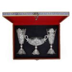 Price and Buy Set of 3 Decorative Persian Filigree Silver Coated Vases & Bowl Fakher