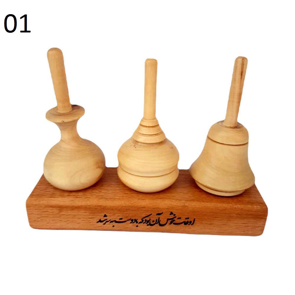 Price and Buy Set of 3 Handmade Persian Wooden Spinning Tops – Elegant Traditional Toys - Image 3