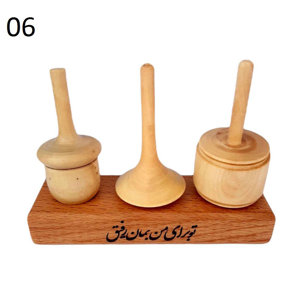 Price and Buy Set of 3 Handmade Persian Wooden Spinning Tops – Elegant Traditional Toys - Image 8