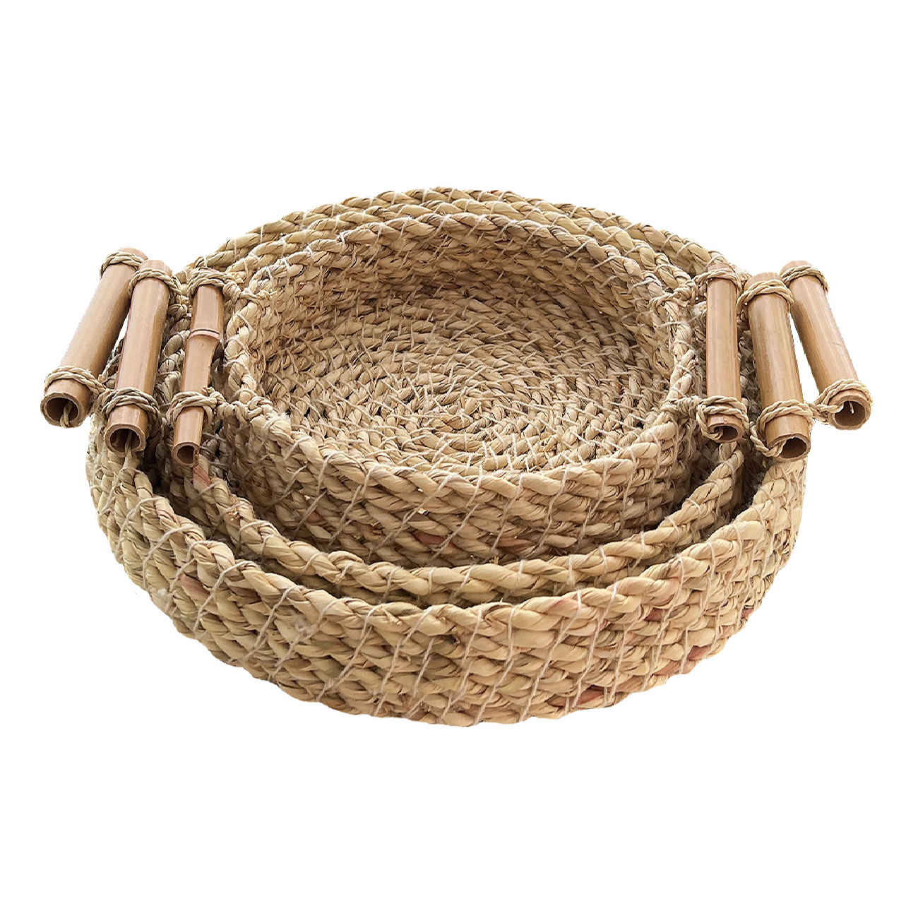 Price and Buy Set of 3 Handwoven Basket with Bamboo Handle