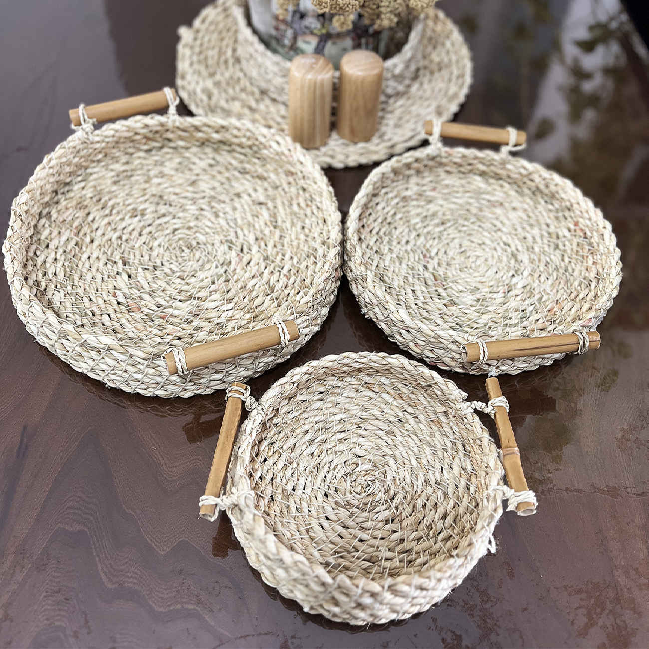 Price and Buy Set of 3 Handwoven Basket with Bamboo Handle - Image 6