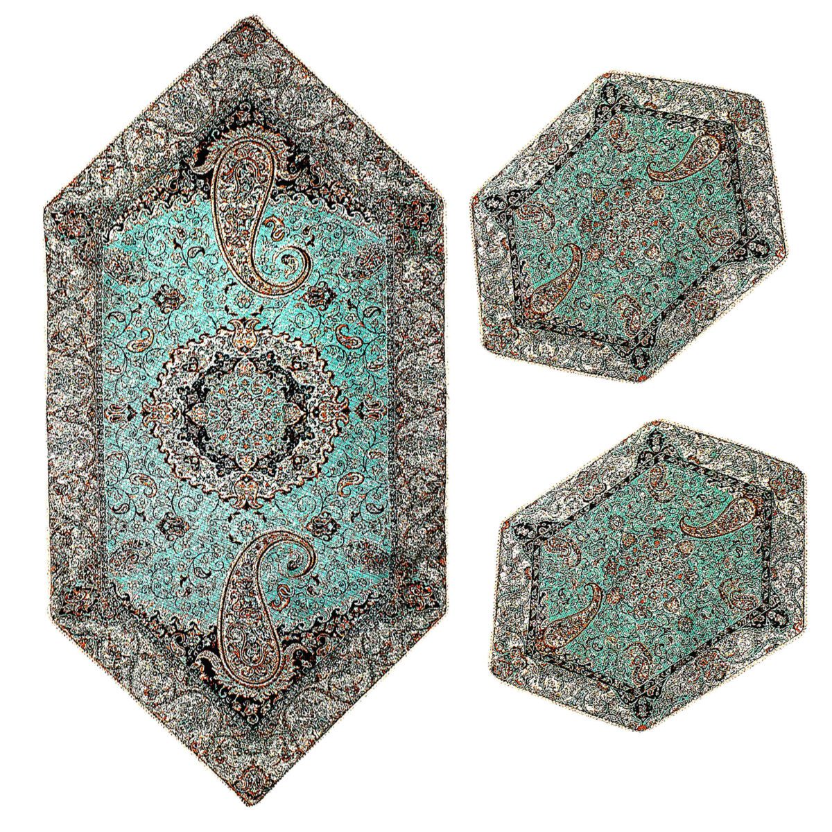 Price and Buy Set of 3 Termeh Tablecloth Luxurious with Persian Paisley Pattern Shiva