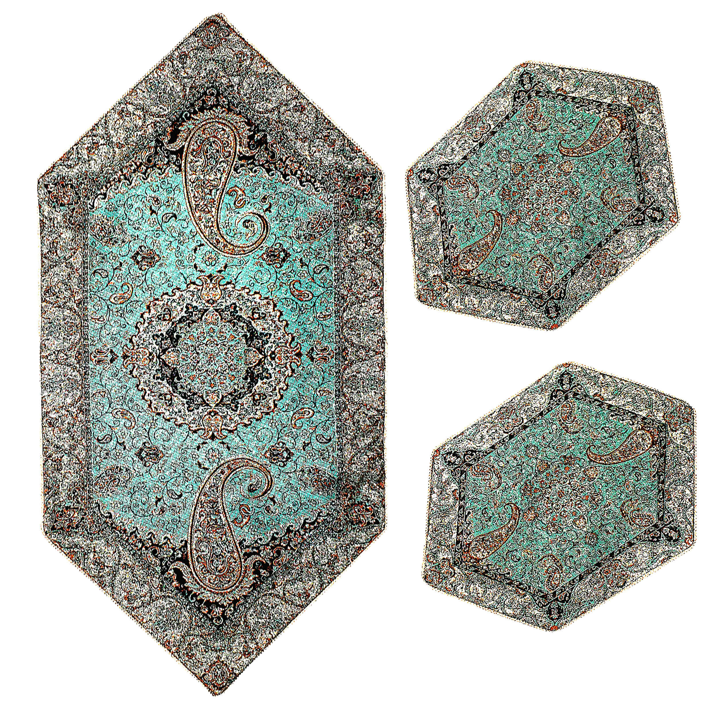 Price and Buy Set of 3 Termeh Tablecloth Luxurious with Persian Paisley Pattern Shiva