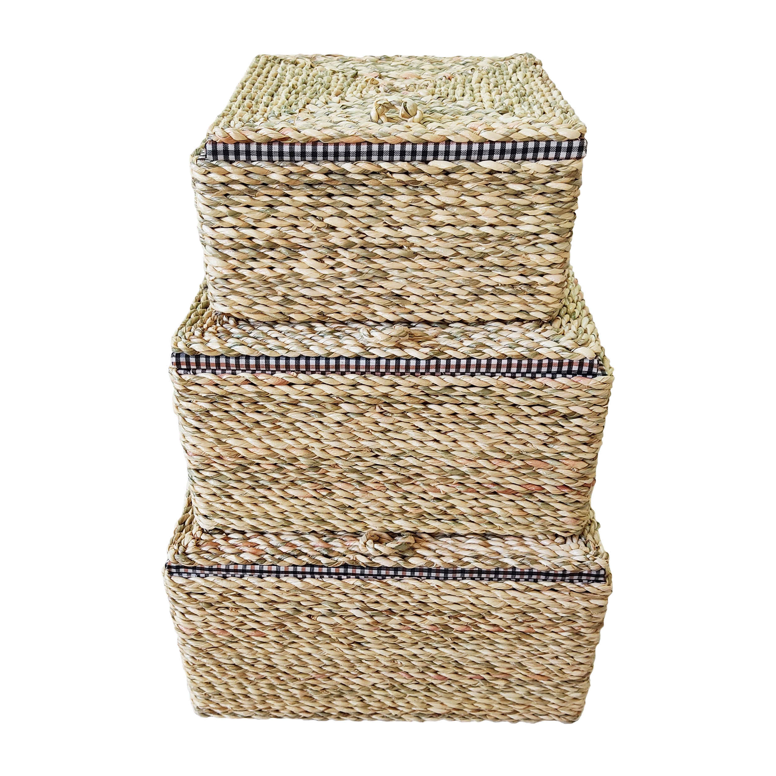 Price and Buy Set of 3 Woven Basket Handwoven with Lid - Image 7