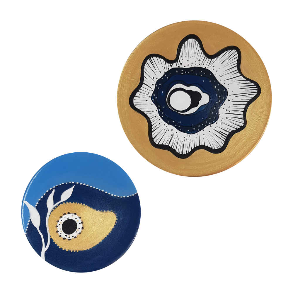 Price and Buy Set of 4 Hand-Painted Decorative Pottery Wall Plate Cheshm Nazar - Image 3